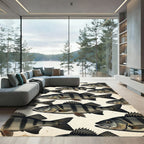 Vintage Perch Fish Neutral Illustration Rug