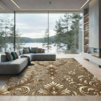 Golden Baroque Floral Swirl Rug