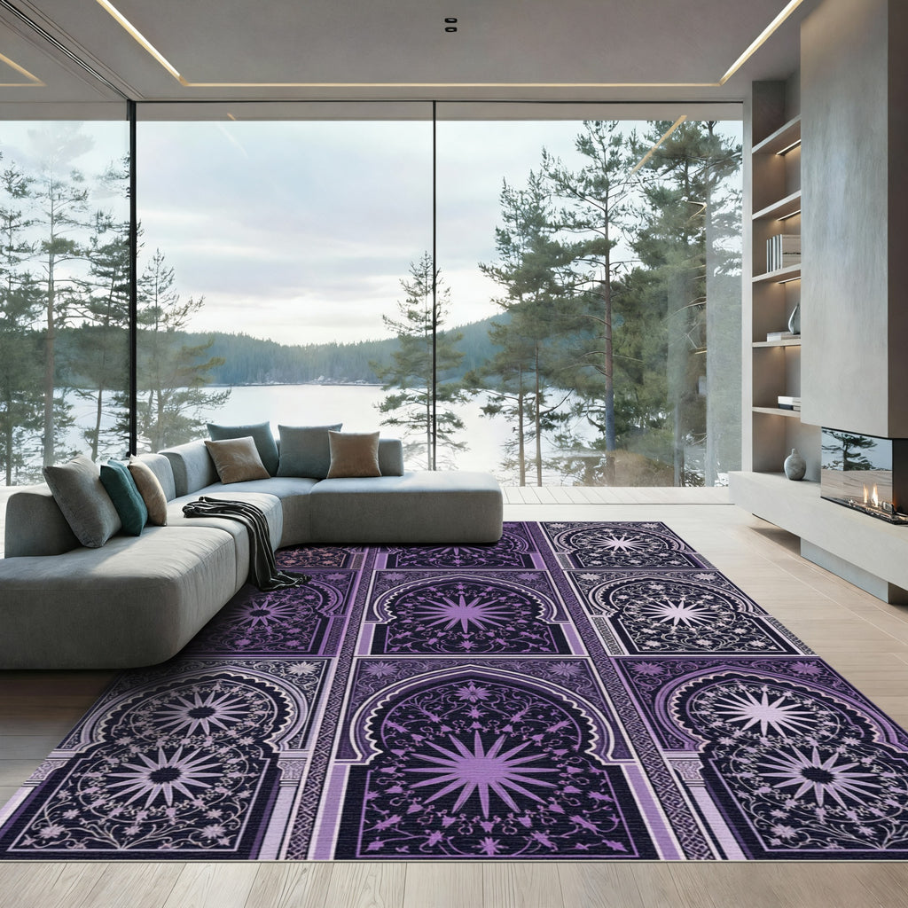 Purple Archway Medallion Intricate Floral Rug