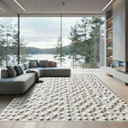 Minimalist Off White Sculptural Dot Grid Rug
