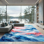 Watercolor Abstract Mist Mountain Landscape Rug