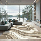 Modern Cream and Taupe Wavy Rug