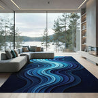 Deep Sapphire Blue Wavy Layers Rug