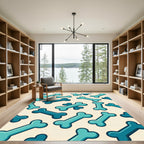 Playful Teal Bone Scatter Rug