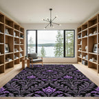 Ornate Amethyst Floral Victorian Damask Rug
