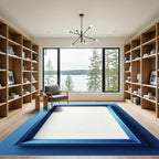Deep Blue Modern Geometric Rectangle Rug