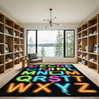 Neon Alphabet Glow Letter Wall Art Rug