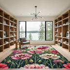 Vibrant Pink Poppy Garden Floral Rug