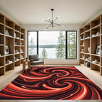 Vibrant Crimson Abstract Swirl Rug