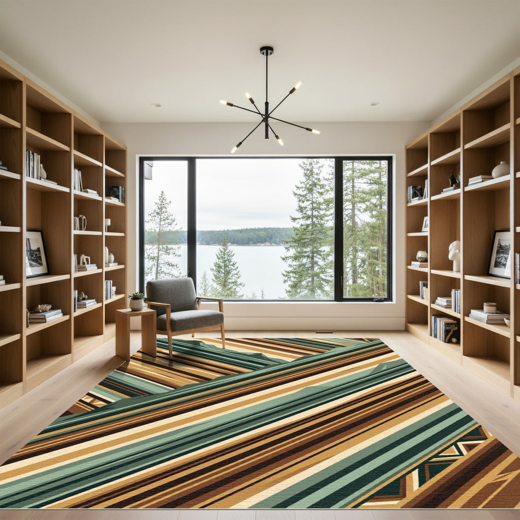 Abstract Geometric Alpine Mountain Slope Rug