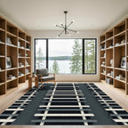 Industrial Gray White Linear Ladder Rug