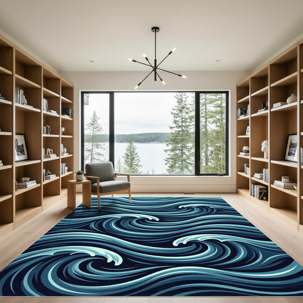 Deep Ocean Swirling Wave Rug