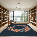 Boho Feather and Heart Wreath Rug