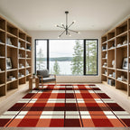 Classic Burnt Orange Plaid Check Rug