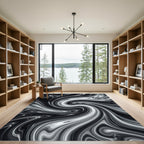 Monochromatic Swirl Paint Blend Rug