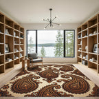 Rich Gold Paisley Floral Swirl Rug
