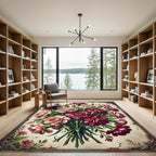 Vintage Pink Carnation Bouquet Illustration Rug