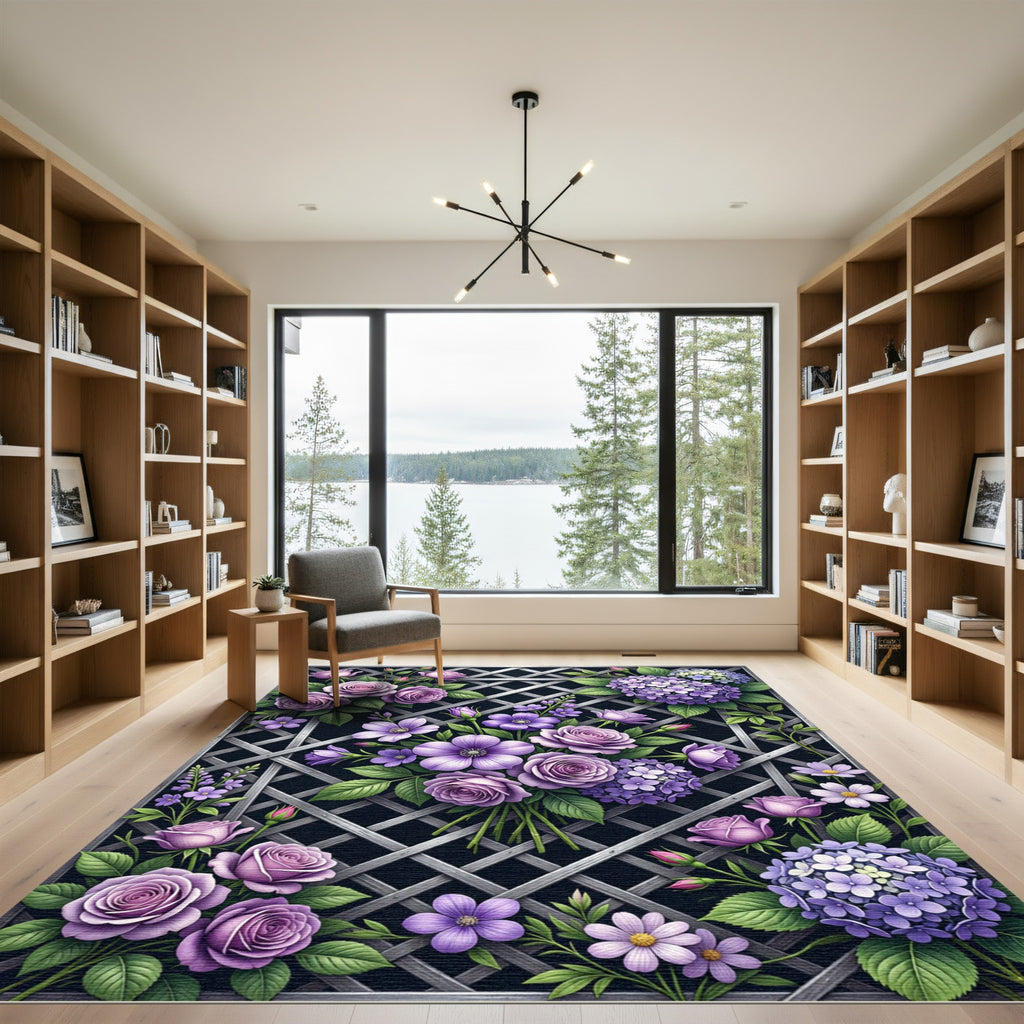 Lavender Rose Garden Lattice Rug