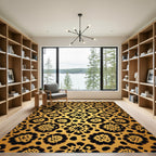 Gold Leopard Flower Geometric Rug