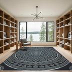 Midnight Blue Geometric Star Mandala Rug