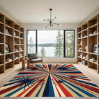 Radiant Starburst Geometric Patriotic Ray Rug