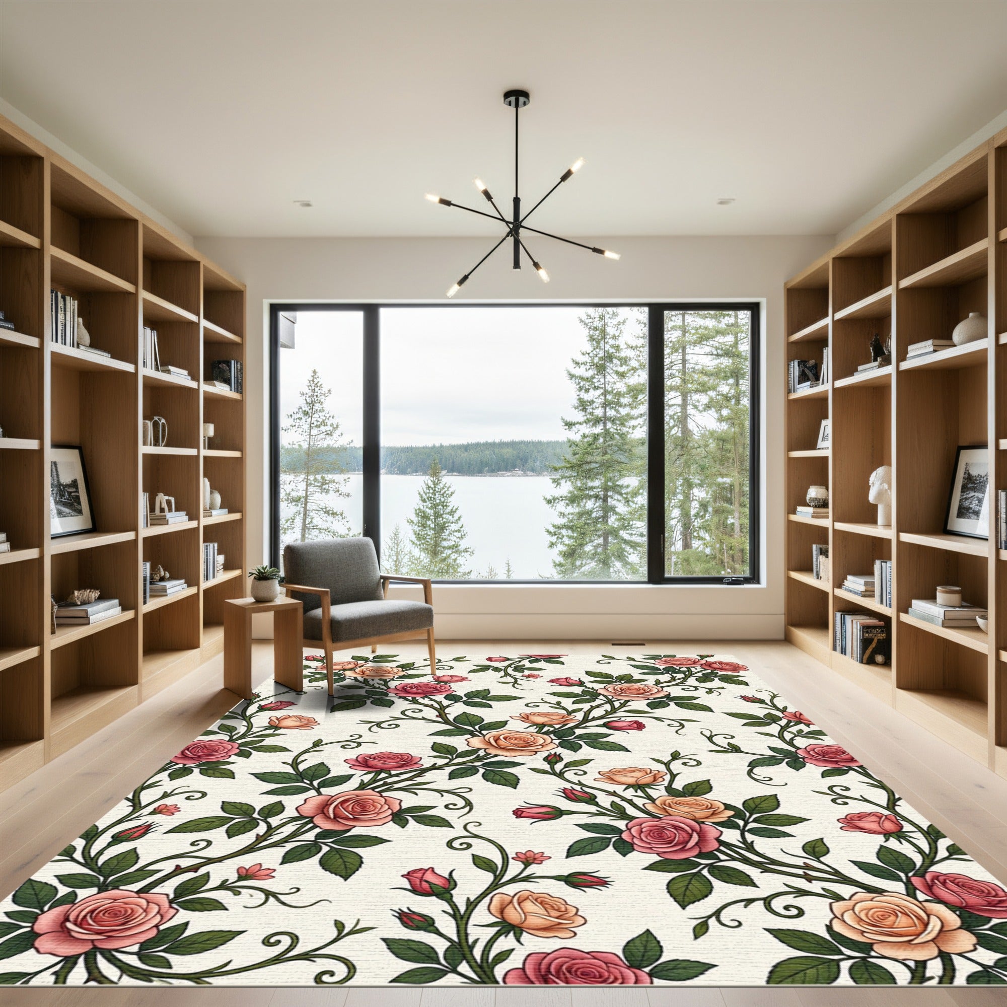 Vintage Rose Garland Floral Arrangement Rug