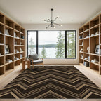 Sophisticated Brown Chevron Geometric Zigzag Rug