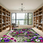 Vibrant Morning Glory Garden Bloom Rug