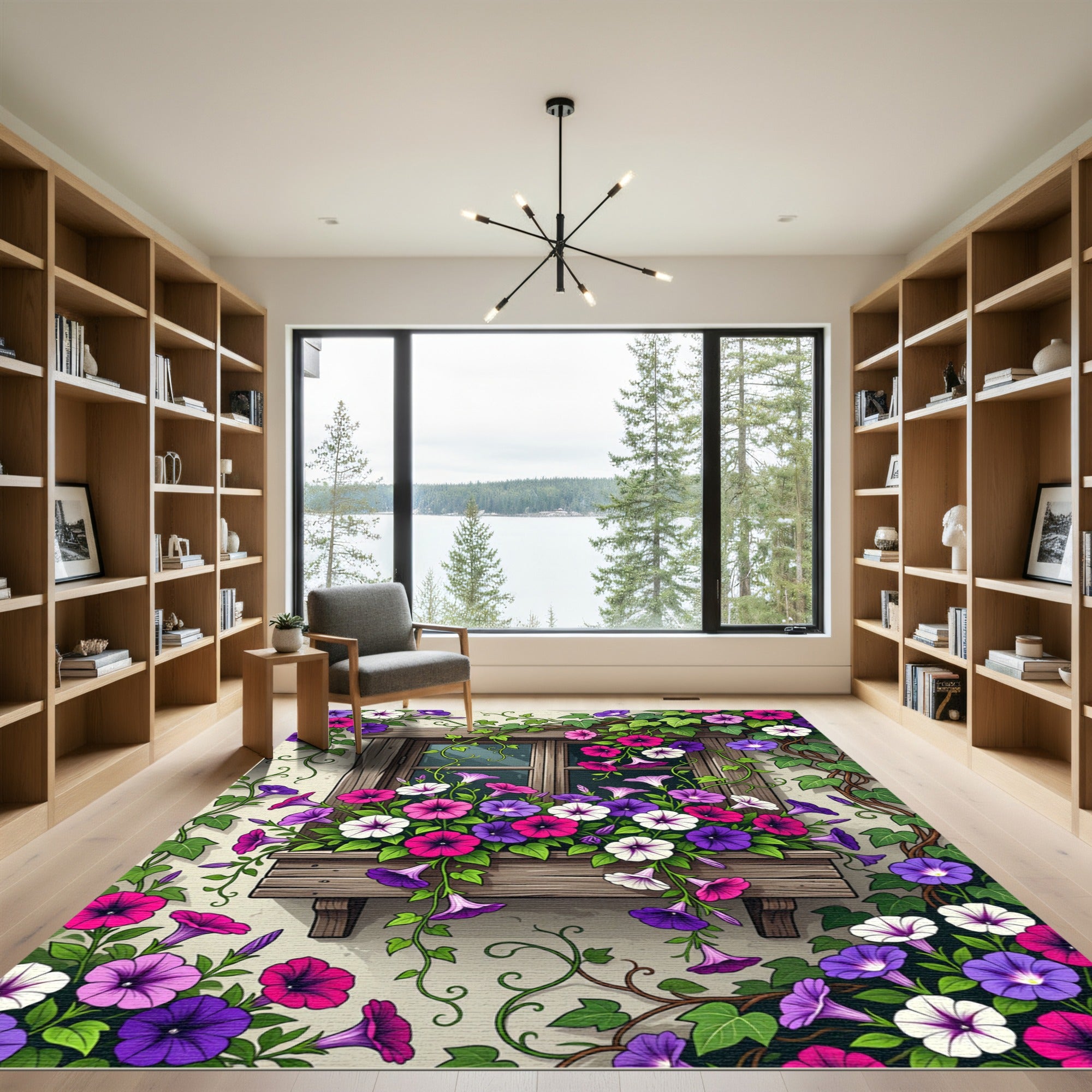 Vibrant Morning Glory Garden Bloom Rug