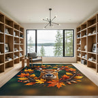 Autumn Deer Wreath with Golden Leaves Rug