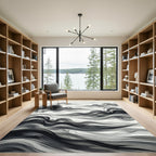 Monochromatic Ink Wash Cloud Swirls Rug