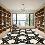 Monochrome Geometric Lattice Interlocking Hexagon Rug
