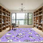 Playful Dogs And Stars Purple Design Rug
