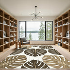 Earthy Brown Tropical Monstera Leaf Rug