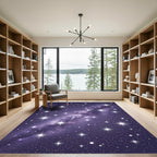 Celestial Purple Starry Night Sky Rug