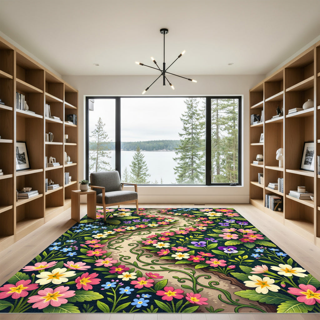 Wildflower Meadow Winding Garden Path Rug