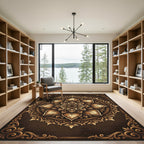 Vintage Ornate Bronze Lotus Medallion Rug