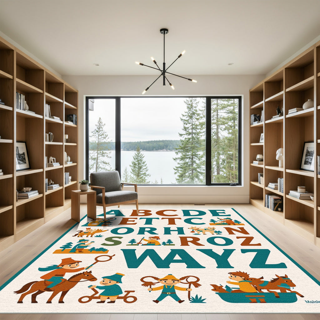 Children's Alphabet Woodland Characters Rug