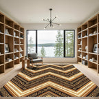 Ethnic Tribal Chevron Brown Gold Rug
