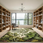 Green Herb Garden Botanical Sprig Rug