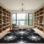 Radiant White Starburst Floral Rug