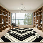 Black White Chevron Layered Rug