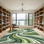 Earthy Green Swirling Stripes Rug