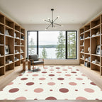 Cream Brown Polka Dot Circle Rug
