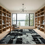 Monochromatic Cracked Abstract Geometric Urban Art Rug