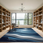 Abstract Moonlit Coastal Ocean Wave Rug