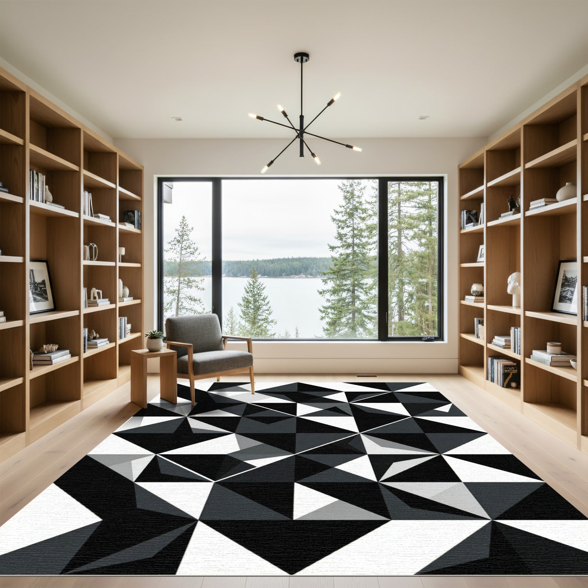 Monochromatic Geometric Abstract Shapes Rug