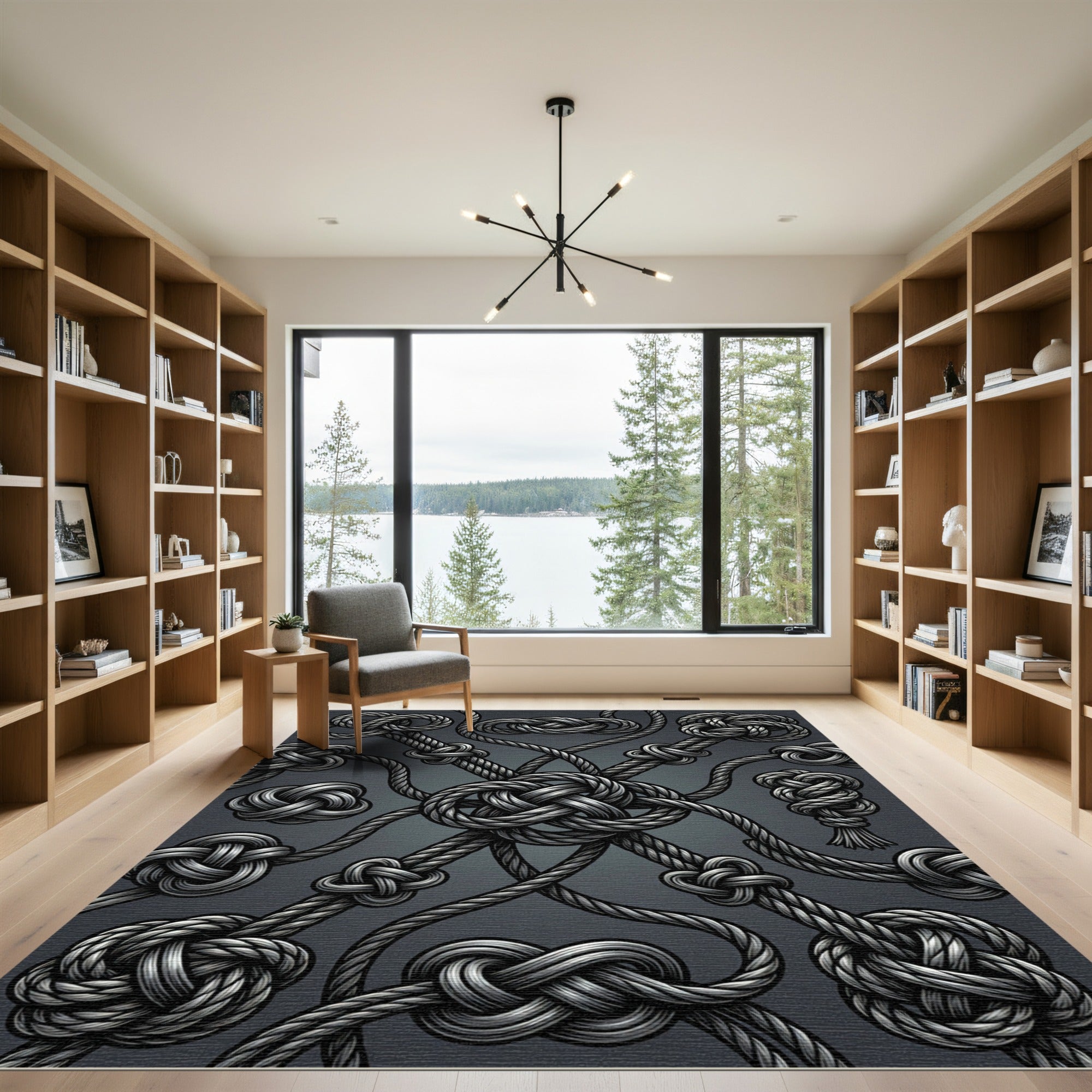 Gray Nautical Rope Knot Medley Rug