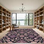 Amethyst Paisley Fish Floral Arrangement Rug
