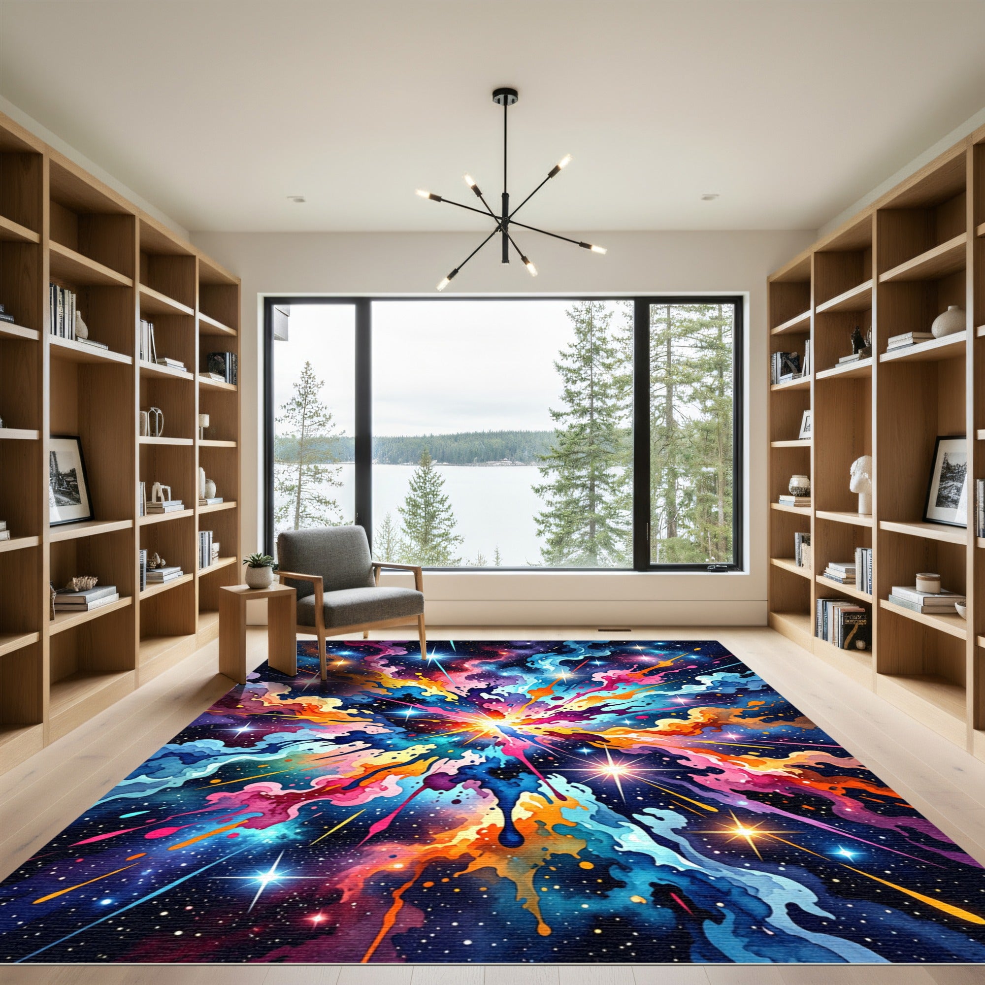 Vibrant Cosmic Abstract Nebula Burst Rug